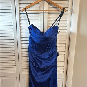 Elegant Blue Satin Dress